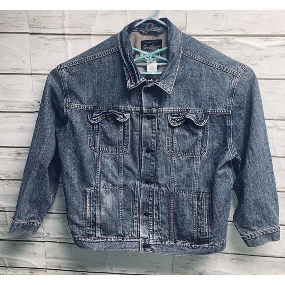 Levi Strauss Signature Trucker Denim Jeans Jacket Mens 3XL Blue Distressed GUC